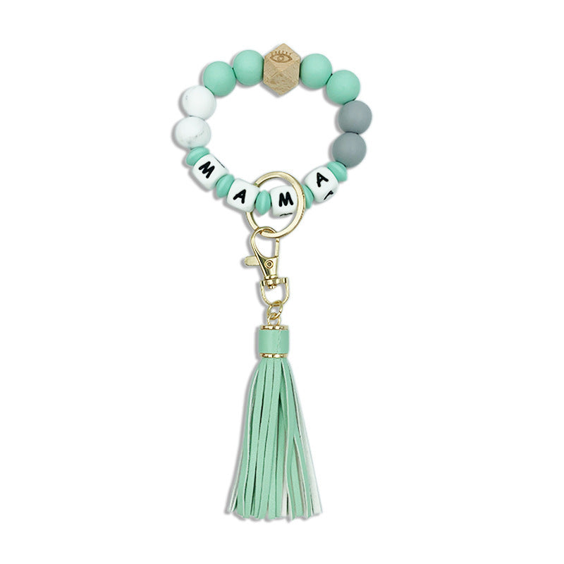 Silicone Beaded Bracelet Keychain Accessory