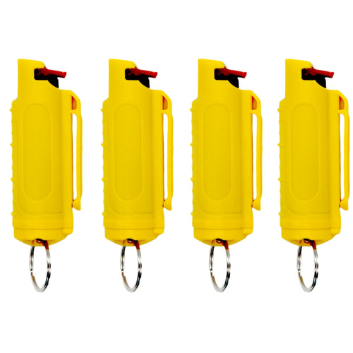 4 Pack Strength OC Pepper Self Defense Pepper Spray Keychain Multiple Colors Pepper Spray Safety Key Chain for Women & Men