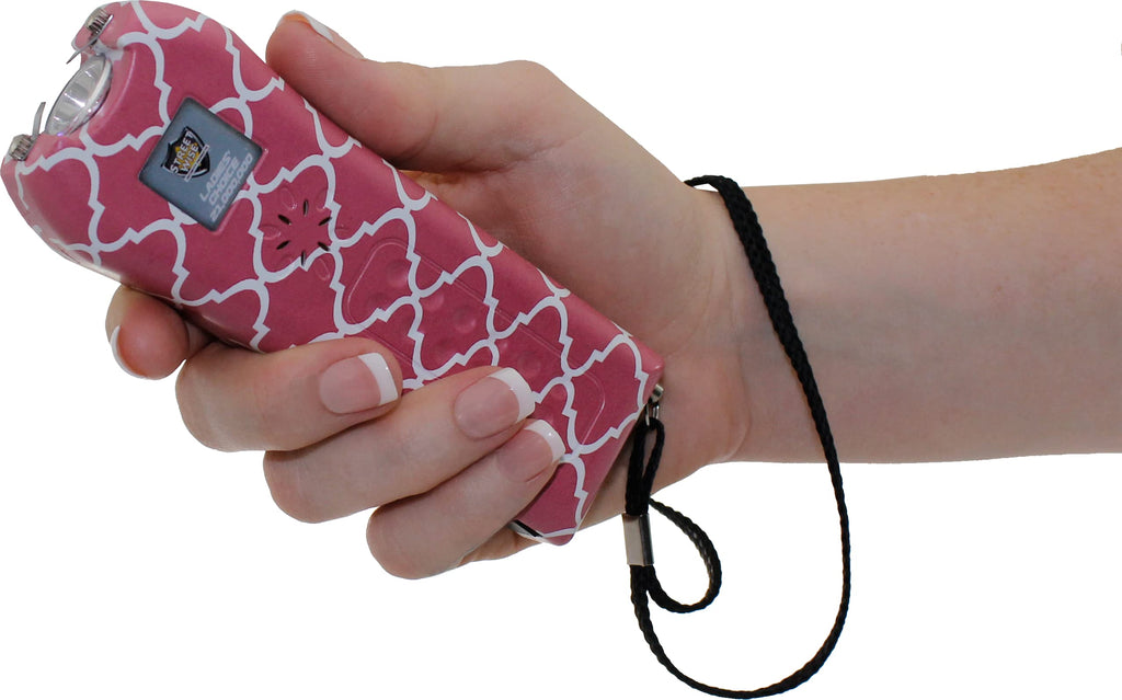 Streetwise Ladies Choice 21000000 Stun Gun for Women Self Defense - Personal Defense Equipment with Loud Alarm and Flashlight - Rechargeable with Holster and Safety Switch - Pink Stripes
