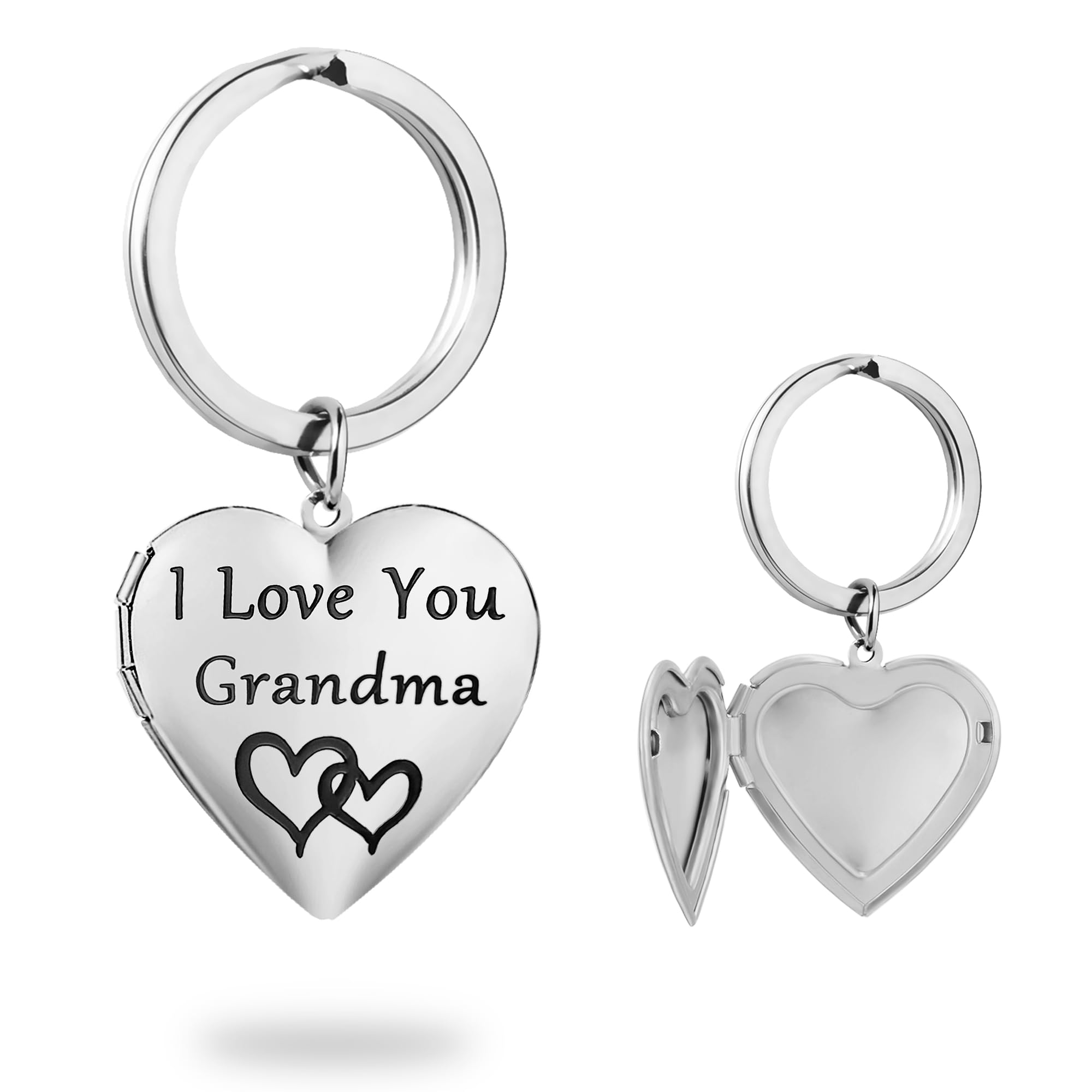 PHOCKSIN I Love You Grandma Keychain Silver Heart Keychains For Women Photo Locket Keychain Cute Keychain For Girls Grandma Gifts on Birthday