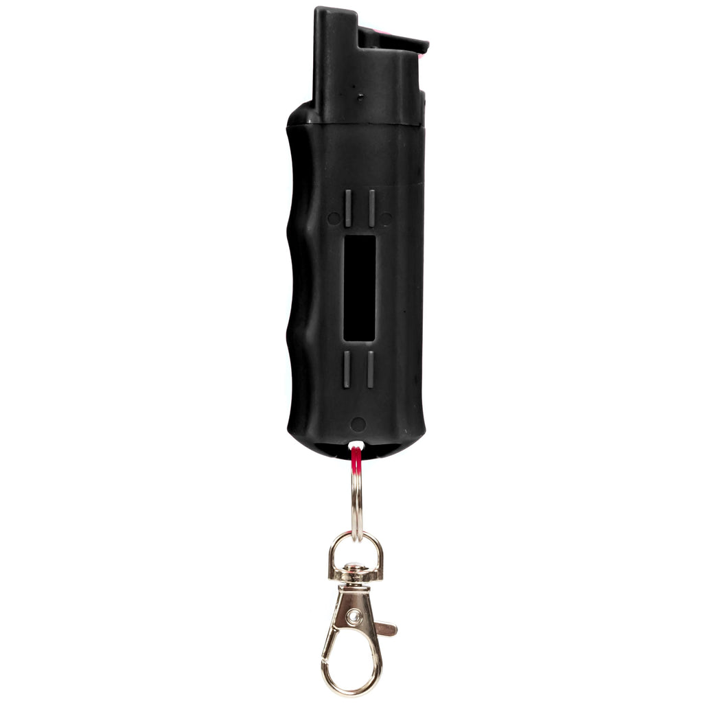 BURN Pepper Spray Keychain for Women Men Self Defense - Max Strength - 1/2oz Security Case Molded - Black